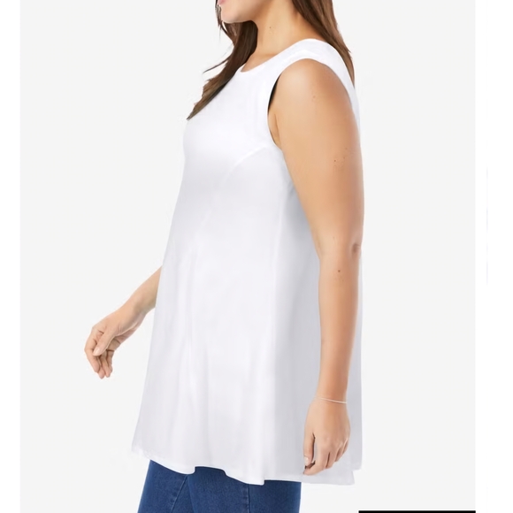 Woman Within - Sleeveless White and Navy Women's Tops, 1X 22-24 - Picture 7 of 7